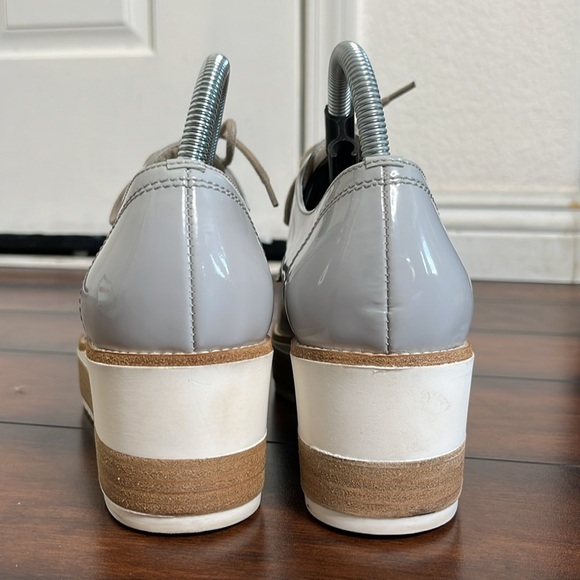 Janet Sport Patent Leather Lace Up Sneakers Shoes Wedge Chunky Platform size 3… - Picture 5 of 12